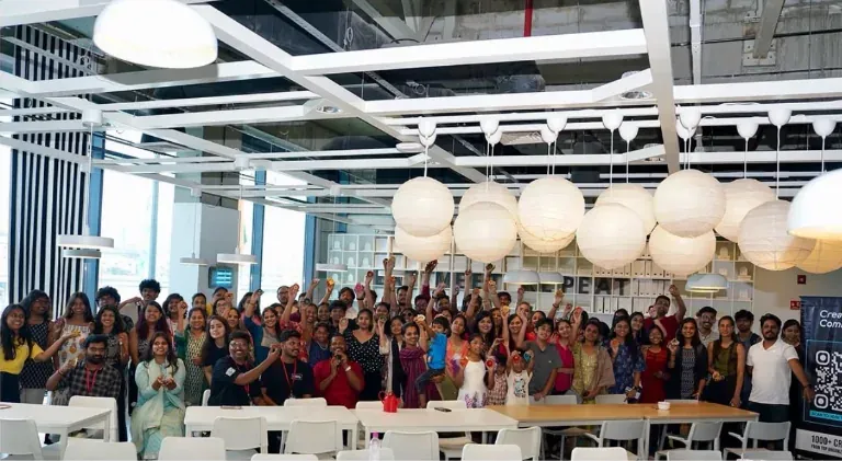 A cheering crowd at a Creativee workshop at IKEA Hyderabad